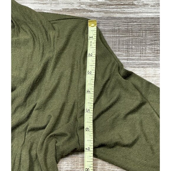 Sun Moon Womens Green Draped Cowl Neck Shirt Partial Lace Cuff Stretch Large? - Picture 11 of 12